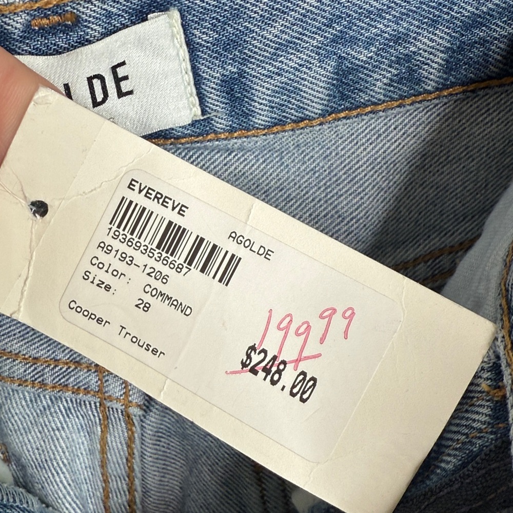 Agolde Cooper Trouser Denim Jean in Command NEW with Tag W1885 Sz 28 - Picture 8 of 12